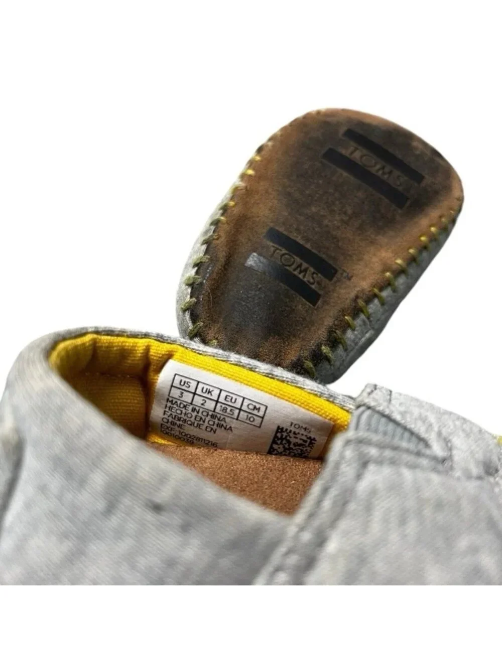 Toms Gray Soft Soled Embroidered Sun Shoes Infant Size 3